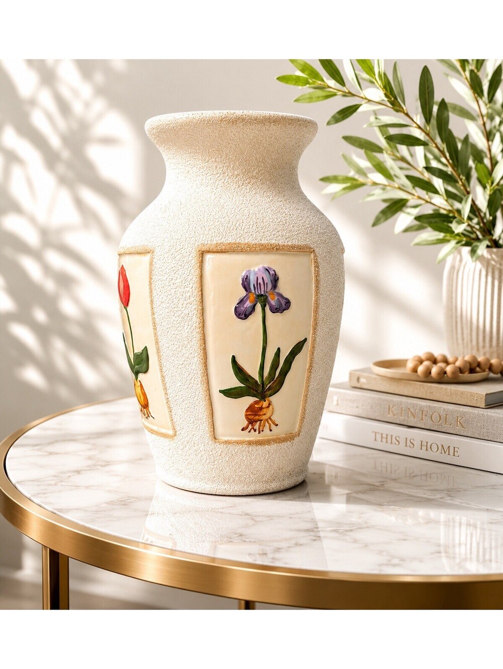 Waxcessories 2000 Botanical Garden Standing Vase Iris Tulip, 4.5x9.25”